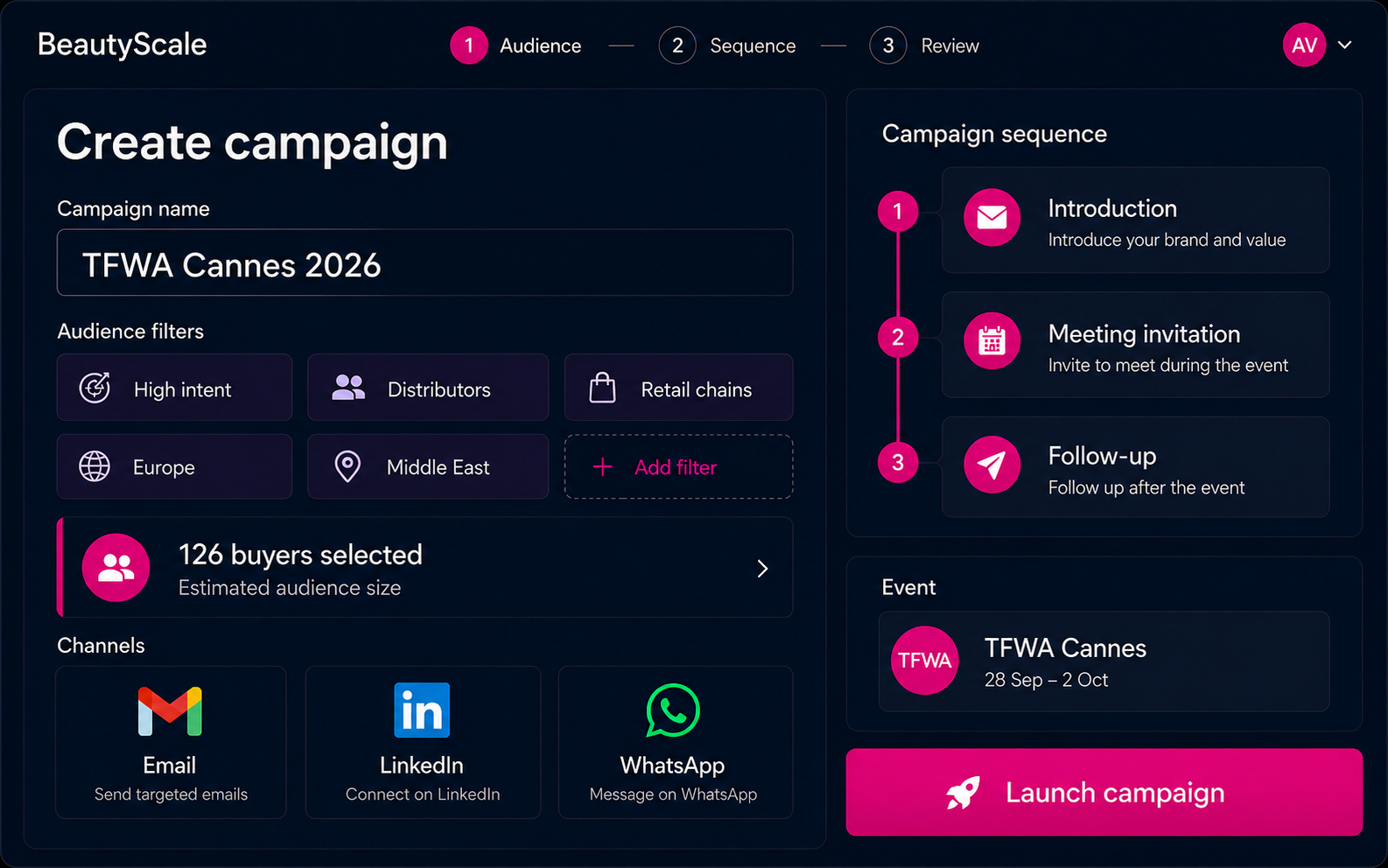 BeautyScale multichannel campaign creation for TFWA Cannes